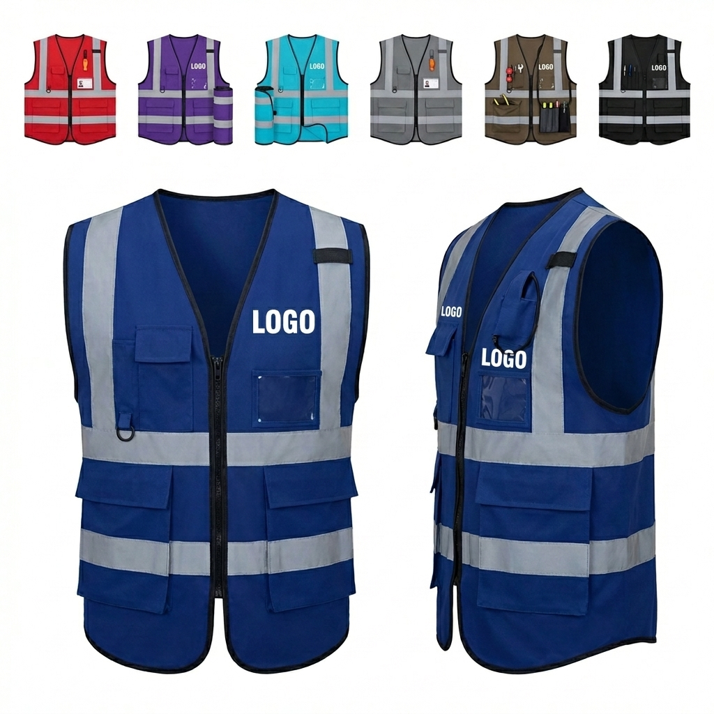 Multi-Pocket Reflective Safety Vest for Adults