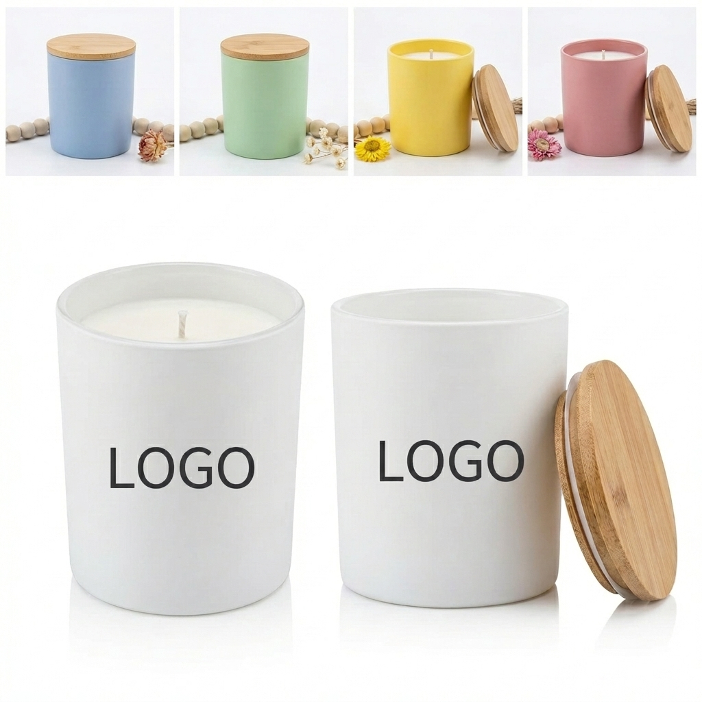Ceramic Jar Soy Wax Candle with Bamboo Lid