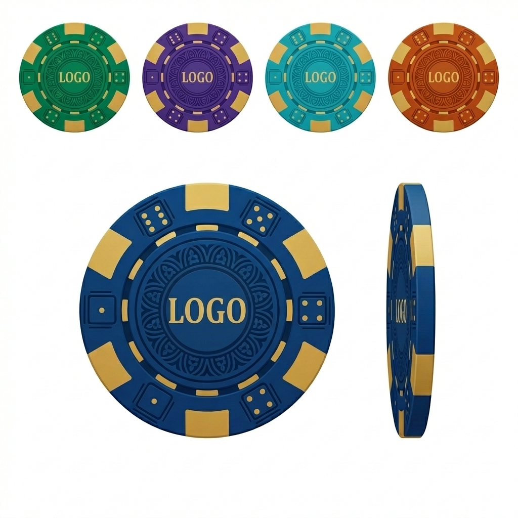 Steel-Core Dice Edge Poker Chip Golf Ball Marker (1.5" Diameter)