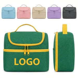 Durable Insulated Lunch Cooler Bag with Top Handle & Dual Zipper Closure